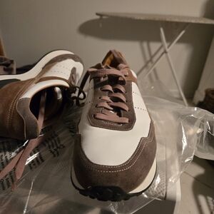 Luxury Magnanni Brown/White Men Sneakers Size In 10 Perfect Original Price $479